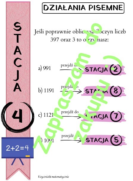 Stacje zadaniowe jako pomysł na lekcję - działania pisemne.