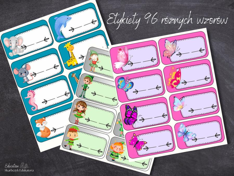 ETYKIETY, ZNACZKI - 96 wzorów
