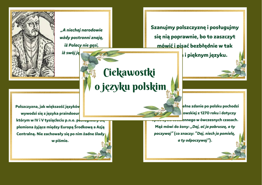 DZIEŃ JĘZYKA OJCZYSTEGO – Ciekawostki o języku polskim - gazetka – biblioteka – świetlica – 15 stron – wersja 3