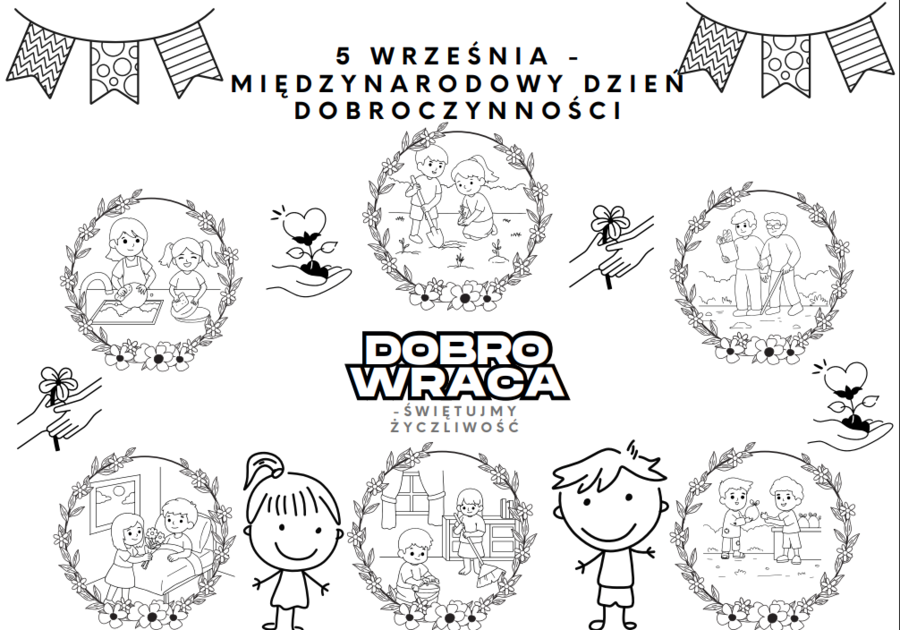 Dobroczynność w małych gestach – gazetka do kolorowania| 20 stron A4 do druku| Idealna dla przedszkolaków i młodszych klas młodszych
