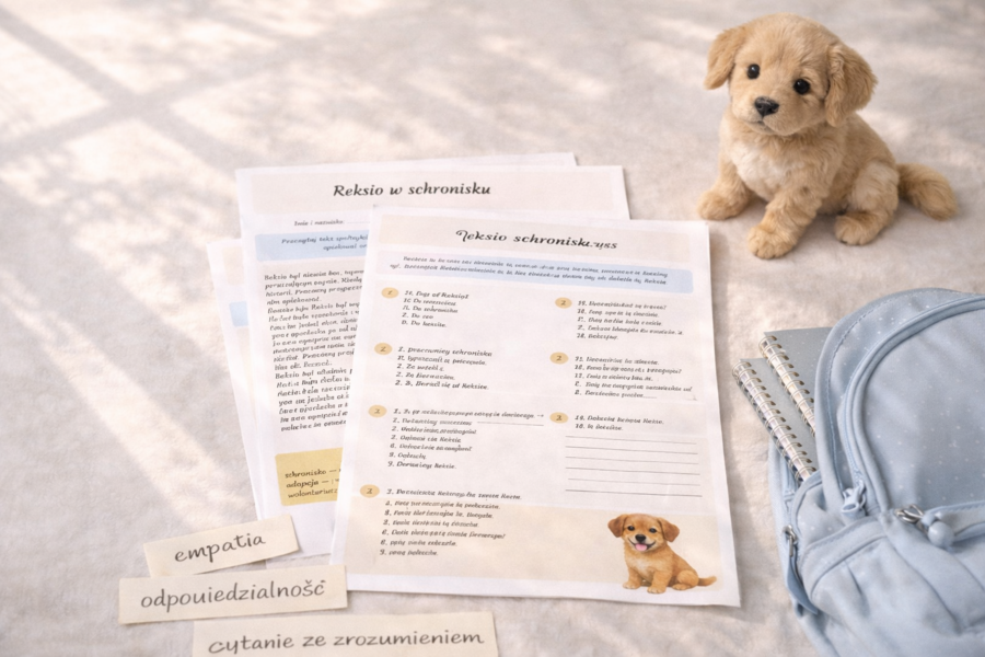 Krótki tekst do czytania ze zrozumieniem: Reksio w schronisku