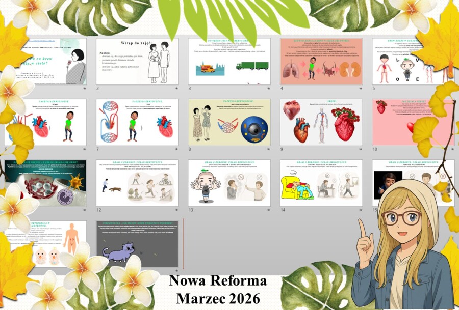 Prezentacja multimedialna w PowerPoint do edycji „Po co krew krąży w ciele?” wykonana na podstawie podręcznika „Przyroda” Nowa Era. Przyroda 4. Dział „Jak działa moje ciało?".