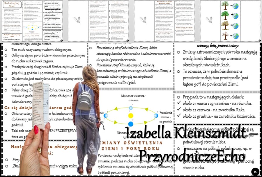 Książeczka/sketchnotka/notatka/wklejka/streszczenie dla ucznia i przypomnienie dla nauczyciela/edukacja domowa/materiał w pigułce. Temat „Ruch obiegowy Ziemi” w pdf. Geografia 6, dział „Ruchy Ziemi”. Nowość 2024/2025.