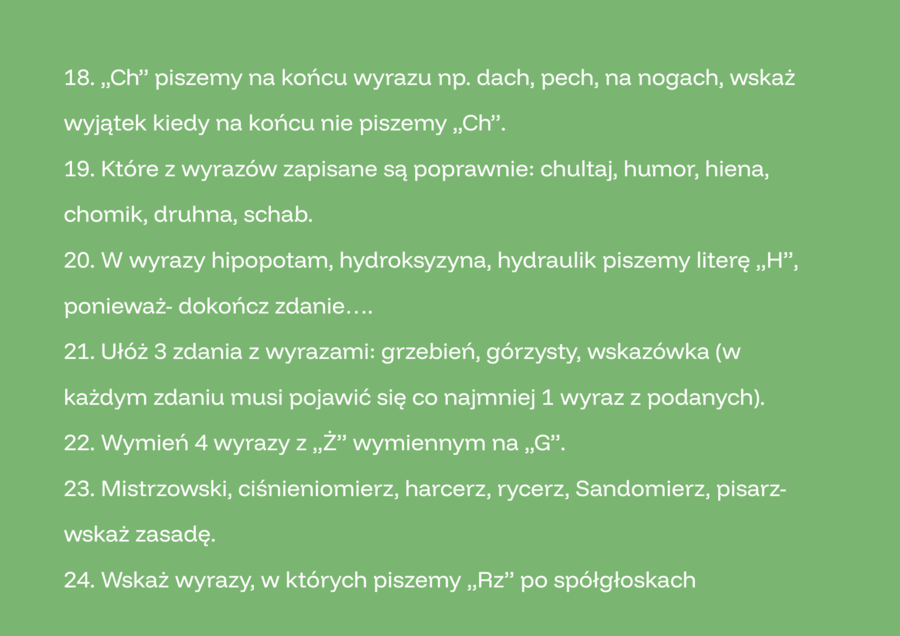 Wiosenna gra ortograficzna- 24 pytania.