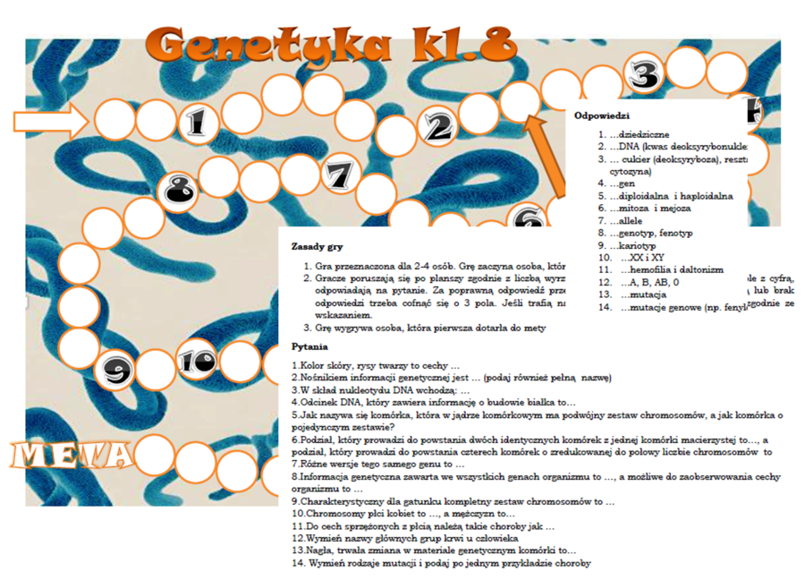 Genetyka- gra planszowa dla klasy 8