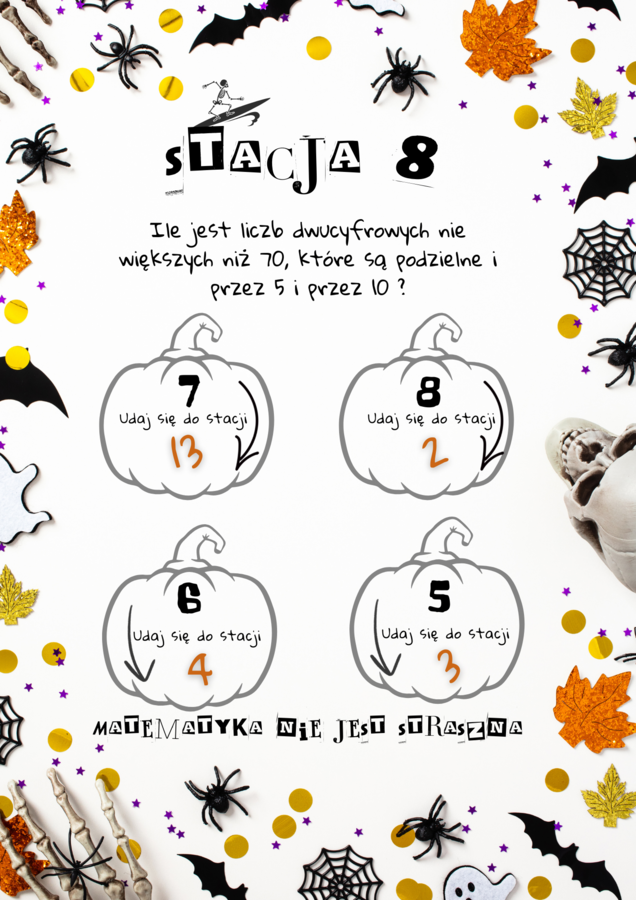 Cechy podzielności - stacje zadaniowe ( Halloween?)