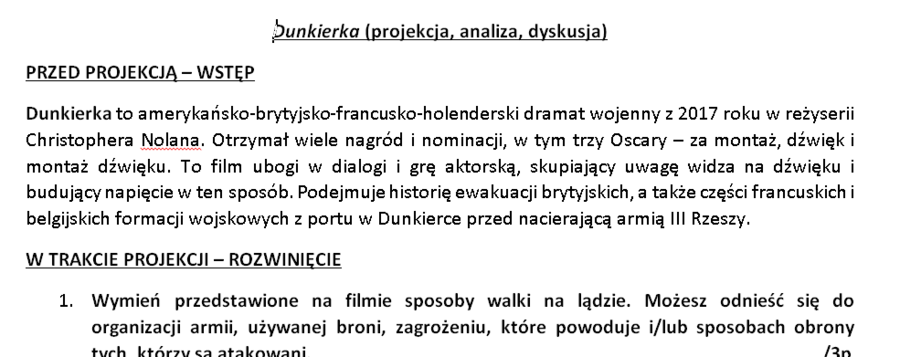 Karty pracy do filmów o II wojnie światowej
