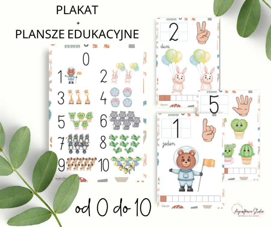 Plansze edukcyjne, plakat - cyfry - od 0 do 10