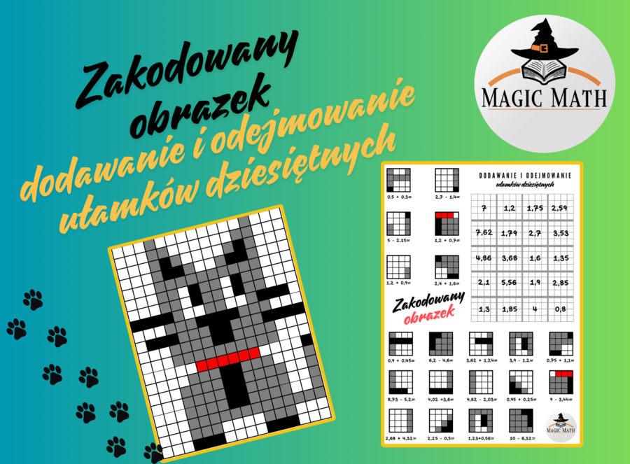 ZAKODOWANY OBRAZEK dodawanie i odejmowanie ułamków dziesiętnych ŚWIATOWY DZIEŃ KOTA
