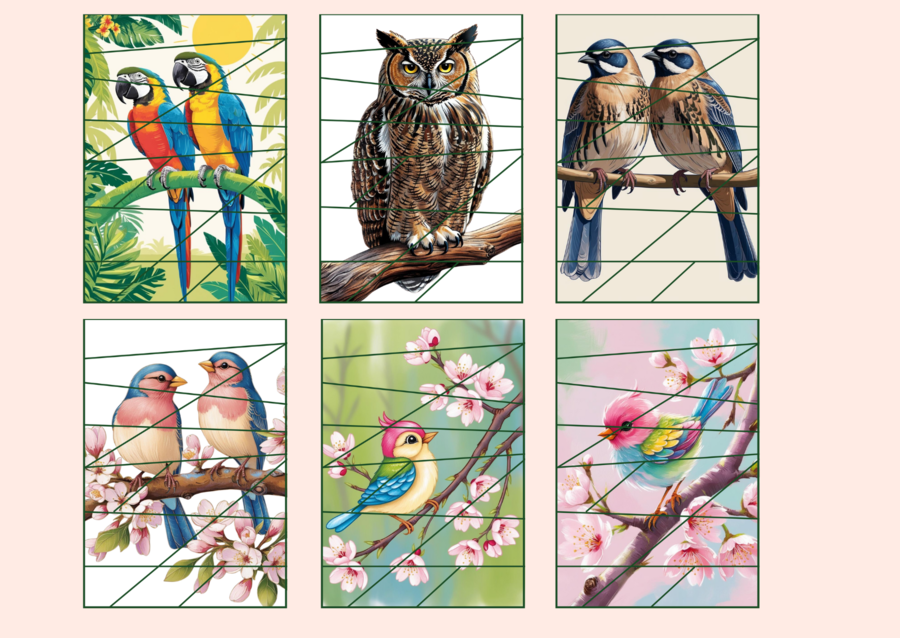 DZIEŃ PTAKÓW – puzzle –EKOLOGIA – wiosna – biblioteka – przedszkole – świetlica – 12 wersji