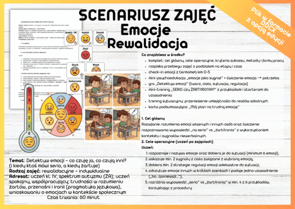 Emocje - scenariusz zajęć Rewalidacja