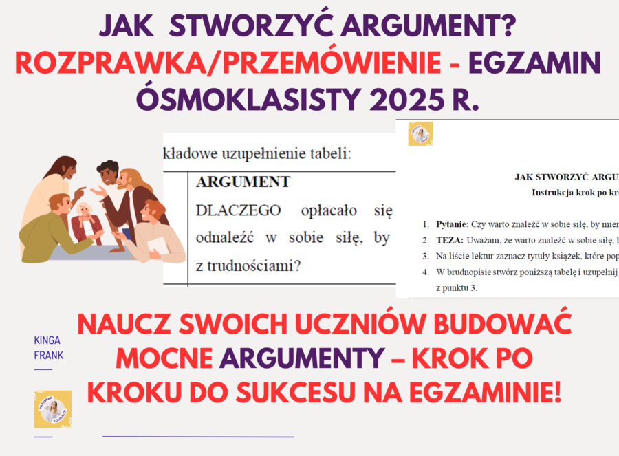 📢 Jak tworzyć argumenty? Gotowy materiał edukacyjny dla ósmoklasistów! 📢 #egzaminósmoklasisty #argument