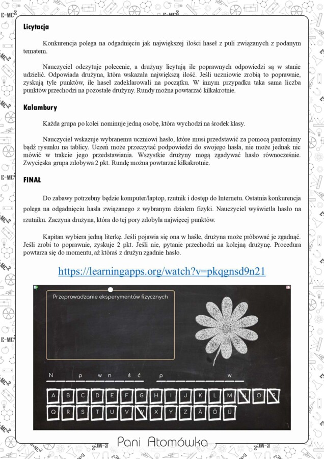 Klasa 7. Fizyka. Powtórzenie wiadomości z klasy siódmej. Kocham Cię fizyko! Gra. Zabawa. Praca grupowa. MOC powtórki.