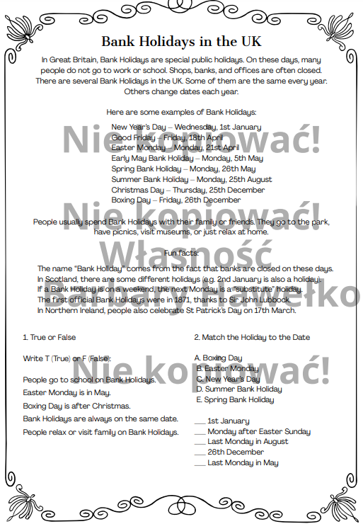 Bank Holidays in the UK