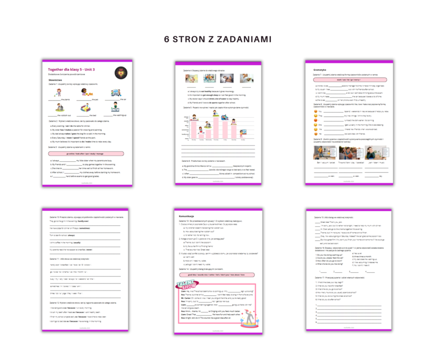 Together dla Kasy 5 Unit 3 Materiały dodatkowe, powtórzenie, ćwiczenia, zadania, karty pracy, język angielski, słownictwo, gramatyka, komunikacja
