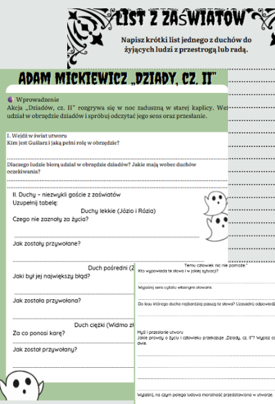 karta pracy ,,Dziady II"