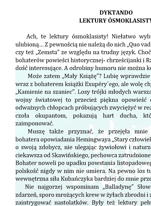 DYKTANDO - LEKTURY ÓSMOKLASISTY