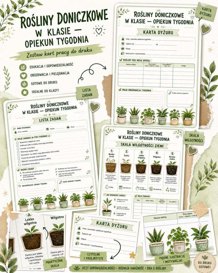 Rośliny doniczkowe w klasie - opiekun tygodnia