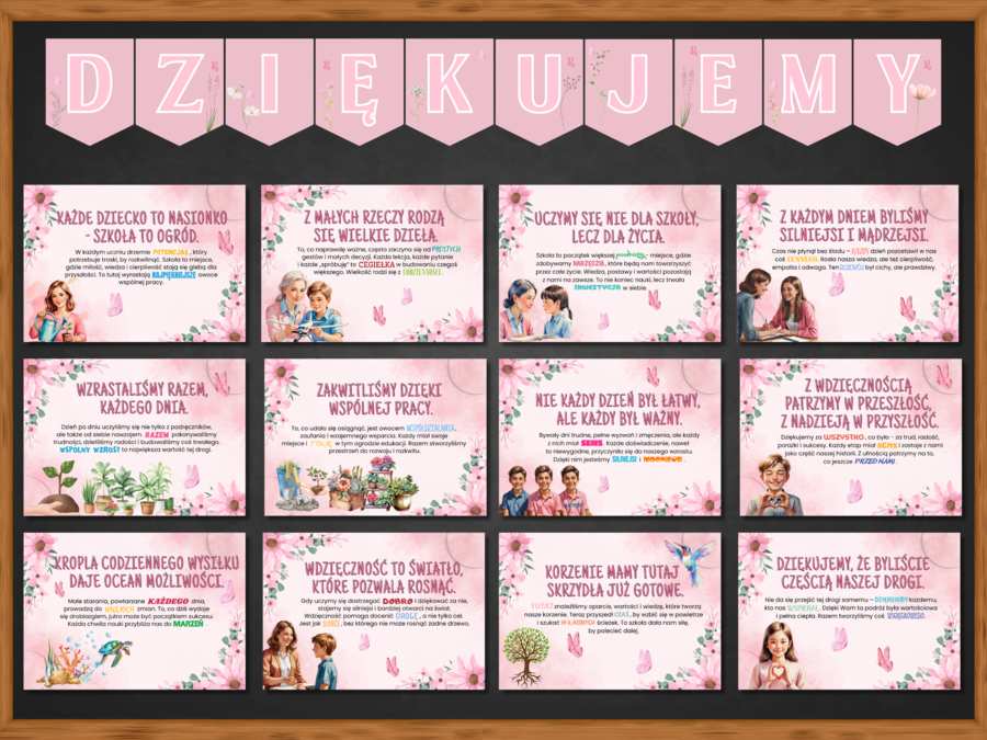 Gazetka szkolna na ZAKOŃCZENIE ROKU - "Każde dziecko to nasionko - szkoła to ogród"