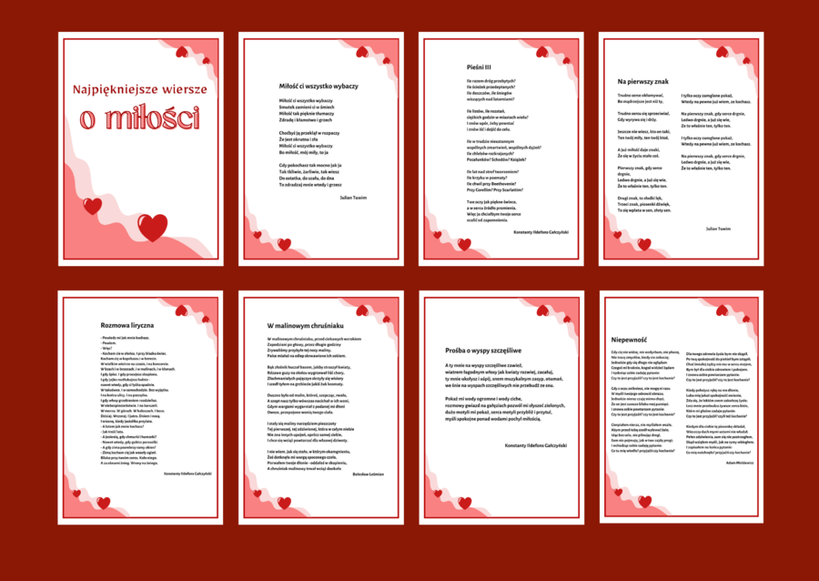 WALENTYNKI – DZIEŃ KOBIET - miłość - biblioteka – świetlica – WIERSZE – GAZETKA – 20 stron - wersja 2