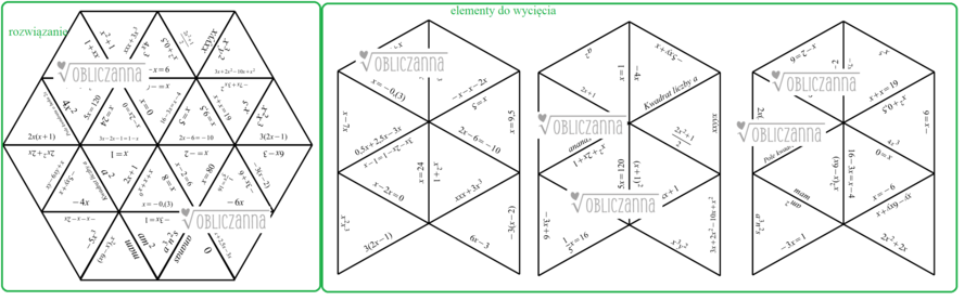 Układanka TRIMINO - wyrażenia algebraiczne