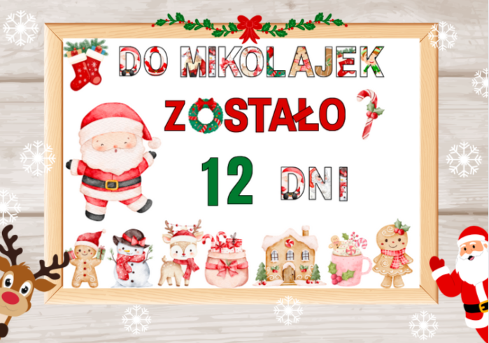 🎄 Gazetka Odliczanie do Mikołajek| 2 plakaty 4x A4|Zadania dla dzieci na każdy z 12 dni| Malowanka z elfem w 2 wersjach|+ grafika niespodzianka!
