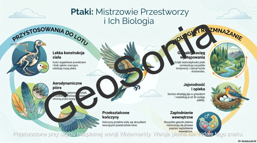 Ptaki - kręgowce zdolne do lotu biologia klasa 6 sketchnotka
