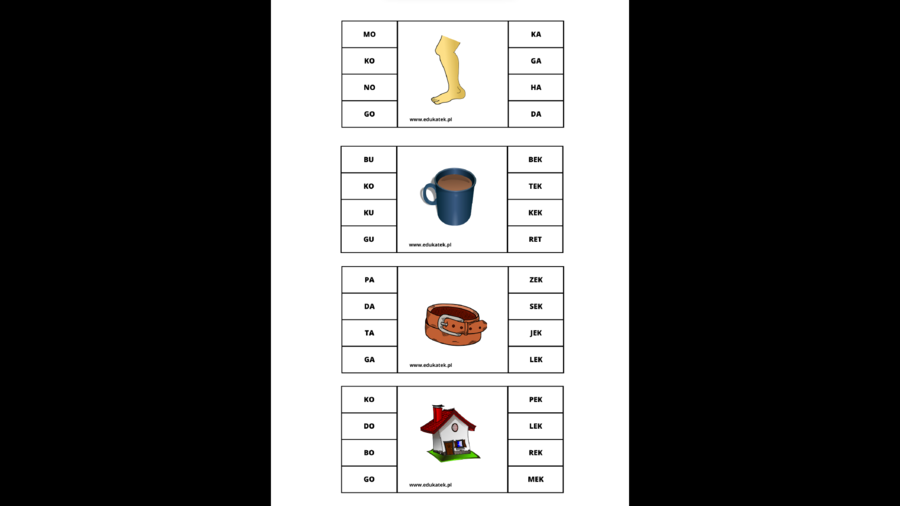 Klamerkowe sylaby- nauka czytania
