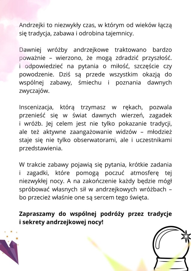 Scenariusz Andrzejkowy - inscenizacja słowna