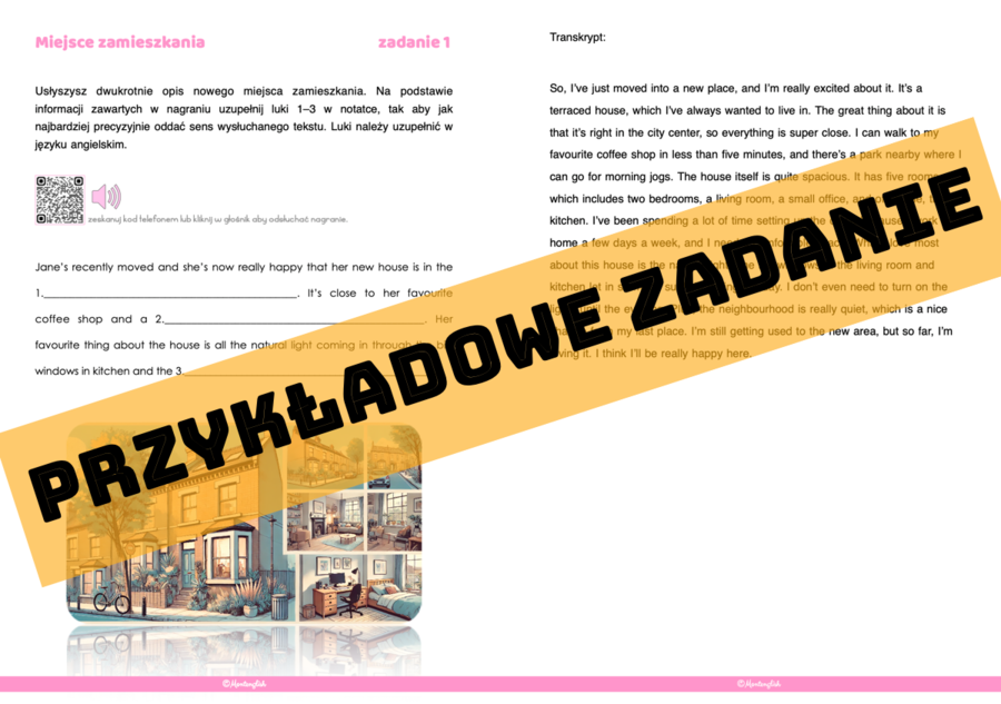 Egzamin Ósmoklasisty: Miejsce zamieszkania - rozumienie ze słuchu zadania otwarte z lukami