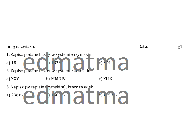 Mini kartkówka - rzymski system zapisu liczb