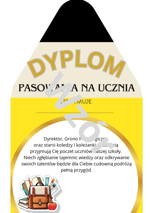 Dyplomy z okazji pasowania na ucznia- 3 wzory