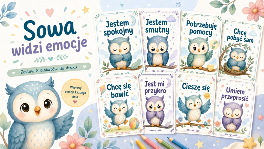 Sowa widzi emocje – plakaty do kącika emocji