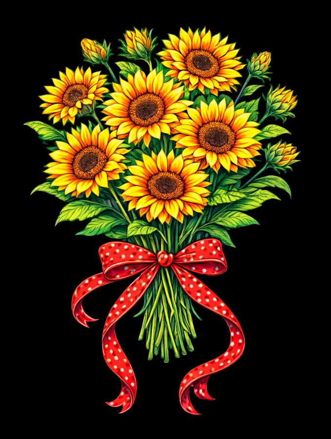 Bukiety kwiatów (konwalia, mak, chaber, słonecznik, lawenda, bez) - kolorowanka - 6 kart (Dzień Kobiet, Dzień Matki)