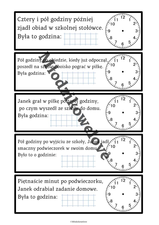 Dzień z życia Janka- powtórki nie muszą być nudne- obliczenia zegarowe
