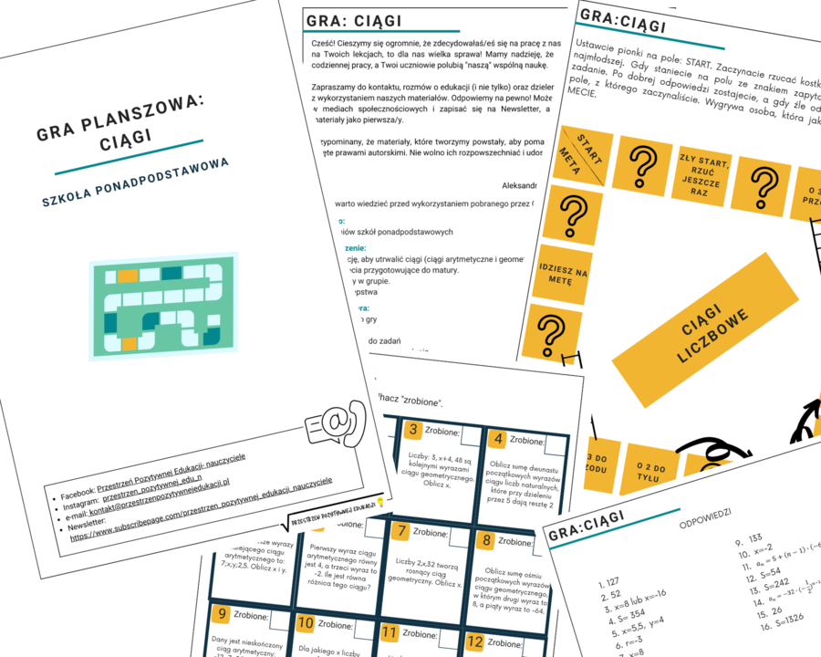 Gra planszowa - ciągi (arytmetyczny i geometryczny)