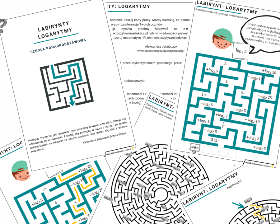 Logarytmy - 2 labirynty (można wykorzystać na lekcję zdalną)