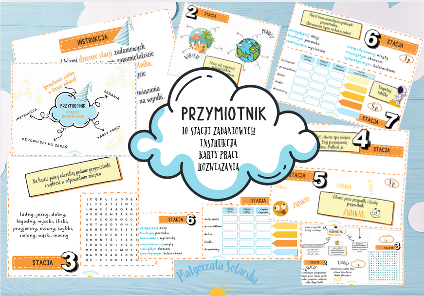 Przymiotnik- stacje zadaniowe