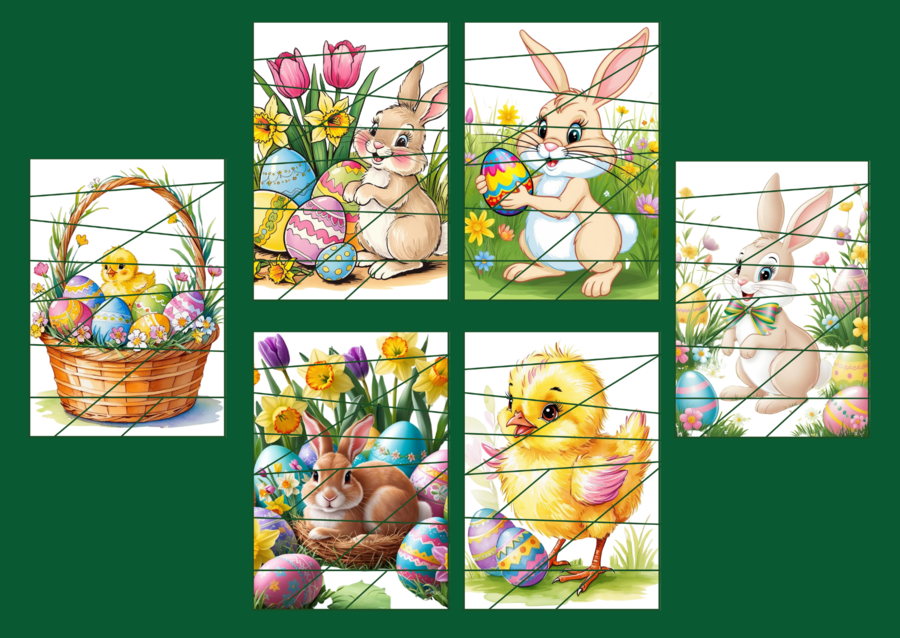 WIELKANOC – puzzle – wiosna – biblioteka – przedszkole – świetlica – 12 wersji