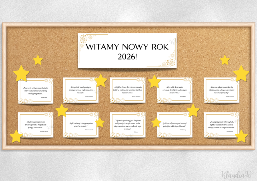 Gazetka szkolna z cytatami – „Witamy Nowy Rok 2026!”