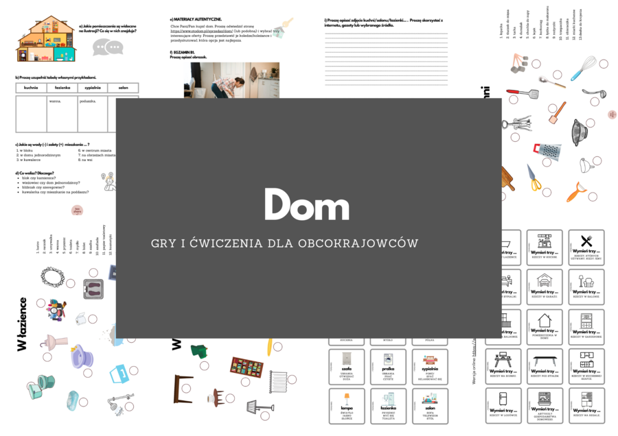 Polski dla obcokrajowców: DOM - gry i ćwiczenia na różnych poziomach (do B1)