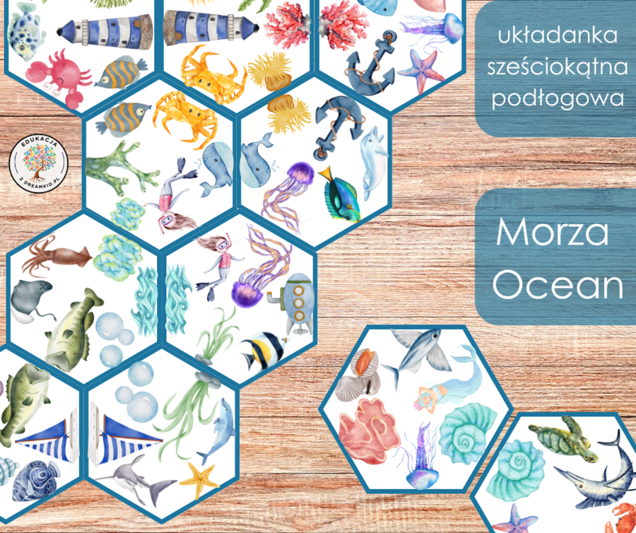 Układanka sześciokątna podłogowa - Morza i Oceany