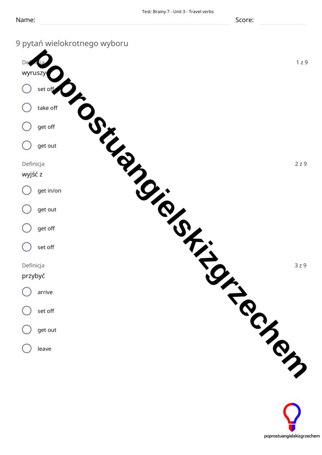 Brainy 7 – Unit 3 – testy