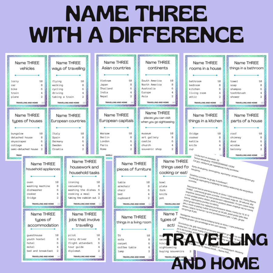 NAME THREE… WITH A DIFFERENCE / TRAVELLING AND HOME