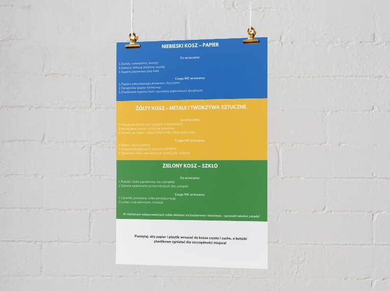 Plakat o segregacji śmieci i recyklingu
