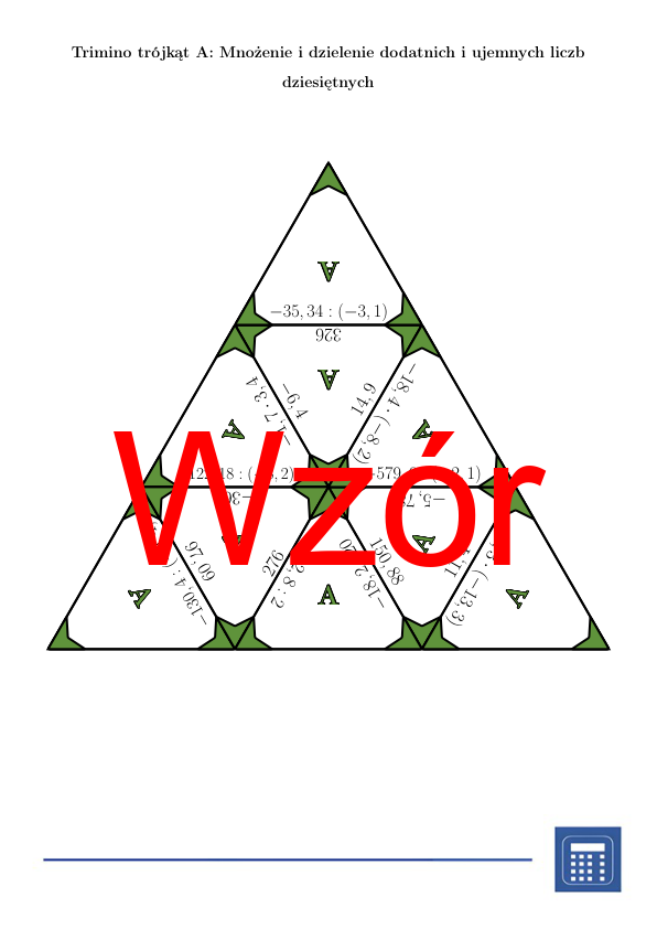 Trimino - Mnożenie i dzielenie dodatnich i ujemnych liczb dziesiętnych | matematyka