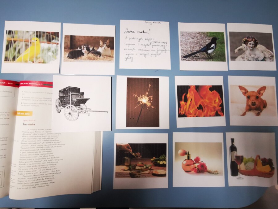 "Żona modna" Ignacy Krasicki - karty obrazkowe do wyszukania w tekście