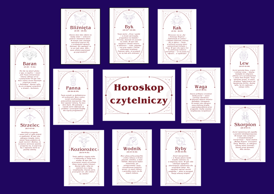 Gazetka  „HOROSKOP CZYTELNICZY" - biblioteka - język polski - świetlica