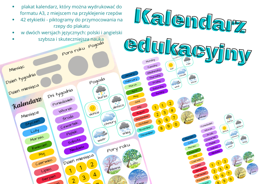 Kalendarz edukacyjny polsko - angielski