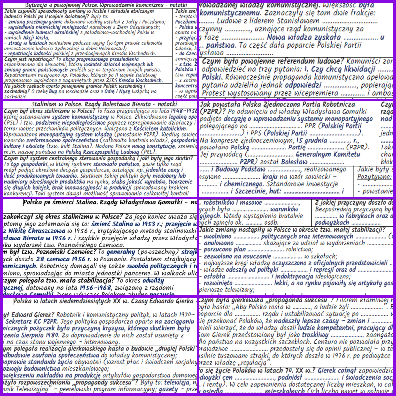 Rozkwit komunizmu w powojennej Polsce – komplet NOTATEK i KART PRACY